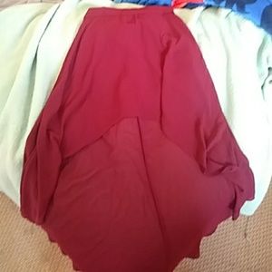 Burgundy high low skirt